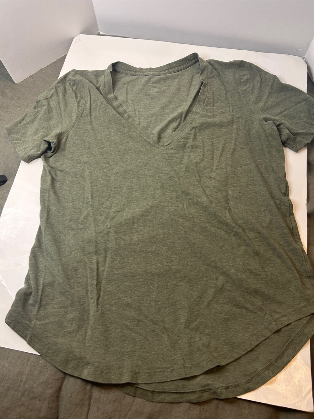 Lululemon Olive Green V-Neck Short Sleeve Tee